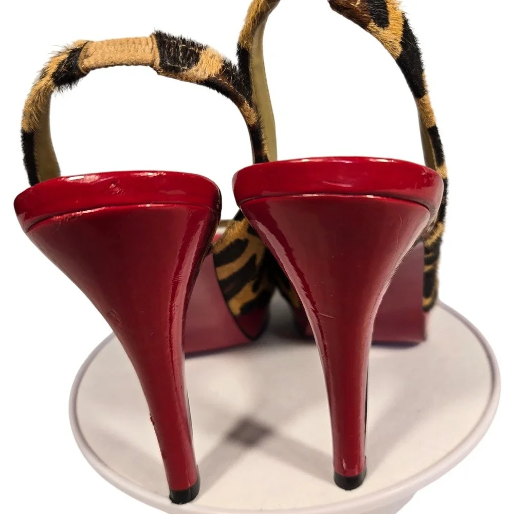 Carlos by Carlos Santana Elise‎ Leopard Print Calf Hair Red Platform Heels 6.5M
